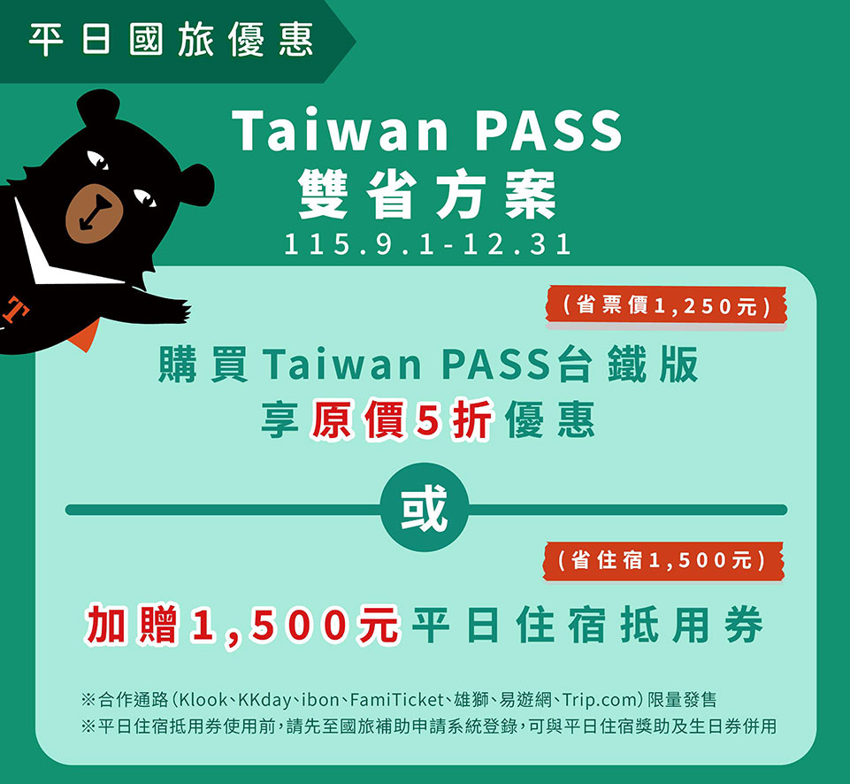 Taiwan PASS雙省方案（交通部觀光署提供）